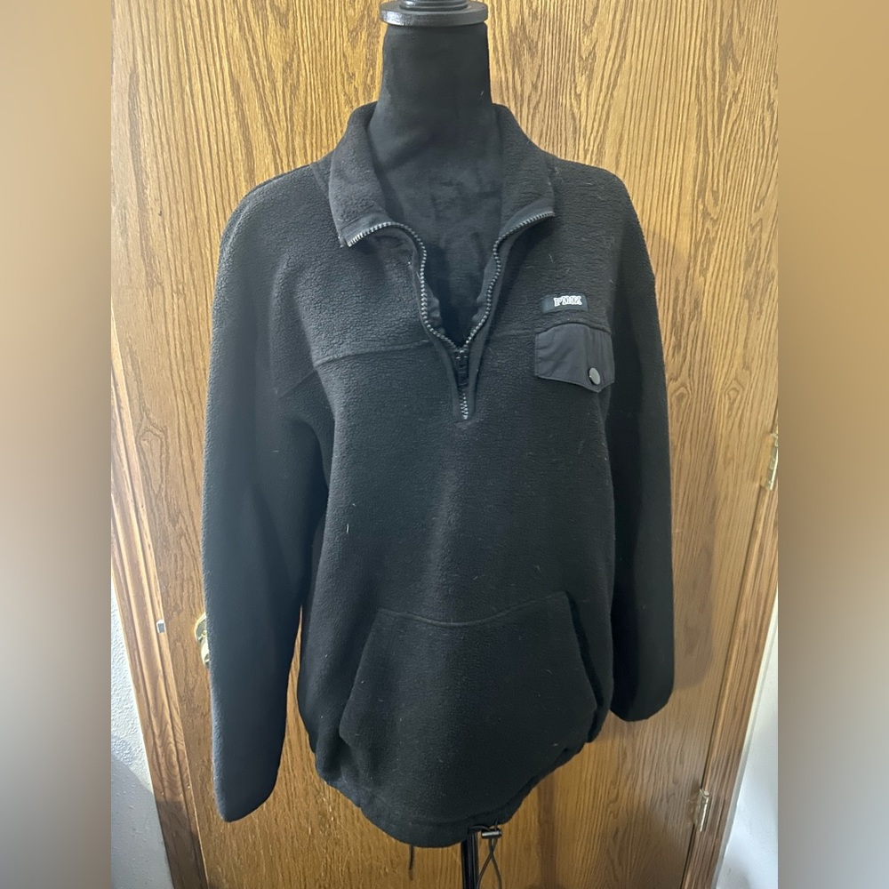 PINK Black Half Zip Sweater
